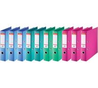Esselte | Classeur à levier A4 Standard | Lot de 10 | Capacité 550 feuilles | Dos 75 mm |PP | Griffes de blocage | Étiquette de dos interchangeable | Bureau, Ecole, Maison | Assorti Mode | 624178