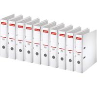 Esselte | Classeur à levier A4 Standard | Lot de 10 | Capacité 550 feuilles | Dos 75 mm |PP | Griffes de blocage | Étiquette de dos interchangeable | Bureau, Ecole, Maison | Blanc | 320200