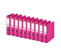 Esselte | Classeur à levier A4 Standard | Lot de 10 | Capacité 550 feuilles | Dos 75 mm |PP | Griffes de blocage | Étiquette de dos interchangeable | Bureau, Ecole, Maison | Fushia | 320350