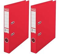 Esselte, Classeurs à levier A4 N°1, Rouge, Dos de 50 mm, Plastique, Lot de 2, Gamme Vivida, 624072