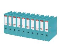 Esselte, Classeurs à levier A4 N°1, Turquoise, Dos de 75 mm, Plastique, Lot de 10, Gamme Vivida, 811550