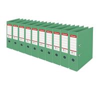 Esselte, Classeurs à levier A4 N°1, Vert, Dos de 75 mm, Plastique, Lot de 10, Gamme Colour'Breeze, 626505