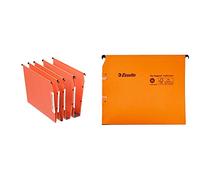 Esselte Dossier Suspendu Horizontal, Multi-Dossiers, Fond V, A4, Lot de 25, Orange & Dossier Suspendu Horizontal, Multi-Dossiers, Fond 15 mm, A4, Lot de 25, Onglets inclus, Orange