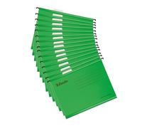 ESSELTE - Dossiers Suspendus A4 Renforcés pour Classeur / Meuble de Classement, Lot de 15 Dossiers Suspendus avec Onglets & Étiquettes, 100% Carton Recy oloris Vert (628807)
