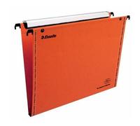 Esselte VGM VisioPlus - Dossiers Suspendus A4 Verticaux, Capacité 200 Feuilles, Fond 15 mm, Entraxe 330 mm, Porte-Étiquette XL Intégré, Lot de 25, Orange, 49940