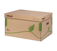 Esselte Conteneur d'archivage écologique avec couvercle supérieur, idéal pour Esselte Boîtes d'archivage Eco A4, 5 x 80 mm/4 x 100 mm, boîte de transport, carton ondulé 100 % recy t recyclable, brun naturel, 623918