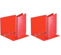 Esselte - Esselte Essentials - 49713 - Classeur à anneaux personnalisable - A4 - Capacité de 280 feuilles - Carton recouvert de polypropylène - 4 anneaux - Rouge (Lot de 2)