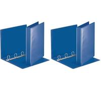 Esselte - Esselte Essentials - 49715 - Classeur à anneaux personnalisable - A4 - Capacité de 280 feuilles - Carton recouvert de polypropylène - 4 anneaux - Bleu (Lot de 2)