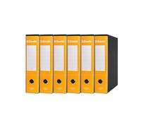Esselte ESSENTIALS G75 Enregistreur avec étui, avec mécanisme à levier, format protocole, 23 x 33 cm, dos de 8 cm, jaune, lot de 6 pièces, 390775090