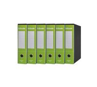 Esselte ESSENTIALS G75 Enregistreur avec étui, avec mécanisme à levier, format protocole, 23 x 33 cm, dos de 8 cm, vert clair, lot de 6 pièces, 390775600