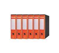 Esselte ESSENTIALS G75 Enregistreur avec étui, avec mécanisme à levier, format protocole, 23 x 33 cm, dos de 8 cm, orange, lot de 6 pièces, 390775200