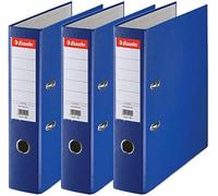 Esselte, Essentials, Pack de 3 Classeurs à levier, Bleu foncé, Dos 75mm, A4, PP, 624291