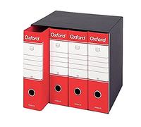 Esselte Gruppo da 4 Raccoglitori Oxford con meccanismo a leva e con custodia, Formato Protocollo, Cartone, Dorso 8 cm, Rosso, 390789160, 4 Pezzi