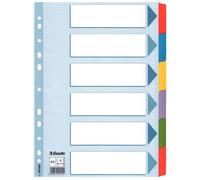 20x Esselte 100168 Intercalaire en carton vierge A4 6 pièces multicolore