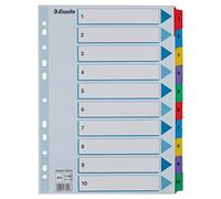 Esselte Intercalaires A4 1-10, Touches et Bande Perforée Renforcées en Mylar, Carton Résistant, Bleu, 5 Onglets avec Table des Matières, 100161