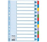 Esselte Intercalaires A4 100169 – 12 onglets bleu/multicolore, carton résistant recyclé