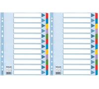 Esselte Intercalaires A4 12 Touches, Bleu/Multicolore, Carton Résistant Recyclé, 12 Onglets avec Table des Matières, 100169 (Lot de 2)