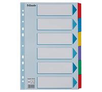 Esselte Intercalaires A4 6 onglets avec table des matières – Bleu/Multicolore – Carton recyclé