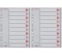 Esselte Intercalaires A4 Touches 1-10, Extra-Large, Gris, Onglets Renforcés en Plastique Résistant avec Table des Matières, 100105 (Lot de 2)