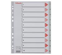 Esselte Intercalaires de classement 100105 A4 1-10 PVC Gris, onglets renforcés