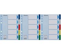 Esselte Intercalaires A5 5 Touches, Multicolore, Onglets Renforcés en Plastique Résistant avec Table des Matières, 15264 (Lot de 3)