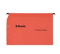Esselte Kori - Dossiers Suspendus A4 Latéraux, Capacité 350 Feuilles, Fond 30 mm, Entraxe 330 mm, Porte-Étiquette Intégré, Lot de 25, Orange, 22213
