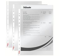 Esselte Lot de 100 pochettes A4 transparentes perforées | Lot de 100 pochettes Esselte A4 transparentes en PP 0,043 mm, avec perforation universelle.