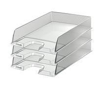 Esselte| Lot de 10x Corbeilles à courrier Europost A4 | Empilable| Rangement de Documents, Catalogues, Brochures & Magazines | Pour la Maison, Bureau| Motif Texturé | Transparent| 623603