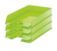 Esselte| Lot de 10x Corbeilles à courrier Europost A4 | Empilable| Rangement de Documents, Catalogues, Brochures & Magazines | Pour la Maison, Bureau| Motif Texturé | Vert translucide| 623597
