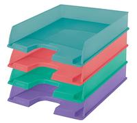 Esselte| Lot de 10x Corbeilles à courrier Europost A4 | Empilable| Rangement de Documents, Catalogues, Brochures & Magazines | Pour la Maison, Bureau| Motif Texturé | Assorti translucide | 626276