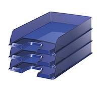 Esselte| Lot de 10x Corbeilles à courrier Europost A4 | Empilable| Rangement de Documents, Catalogues, Brochures & Magazines | Pour la Maison, Bureau| Motif Texturé | Bleu translucide| 623600