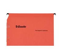 Esselte, Lot de 25 Dossiers Suspendus A4 Latéraux, 100 feuilles, Fond en V | Lot de 25 dossiers suspendus Kori A4 latéraux, fond en V, capacité 100 feuilles, porte-étiquette intégré, orange.
