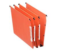 Esselte, Lot de 25 Dossiers Suspendus A4 Latéraux, 550 feuilles, Fond 50 mm | Lot de 25 dossiers suspendus Dual A4 latéraux, fond 50mm, capacité 550 feuilles, porte-étiquette intégré, orange.