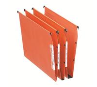 Esselte, Lot de 25 dossiers suspendus A4 latéraux, Fond V, 100 feuilles | Lot de 25 dossiers suspendus Dual A4 latéraux, fond en V, capacité 100 feuilles, porte-étiquette intégré, orange.