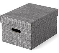 Esselte – Boîtes de rangement Home M – Lot de 3, carton 100% recyclé – Gris