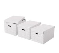 Lot de 3 grandes boîtes en carton élégantes Home L - Blanc