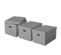 Lot de 3 grandes boîtes en carton élégantes Home L - Gris