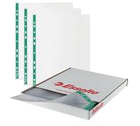 Esselte Lot de 500 pochettes perforées A4, polyéthylène 43 microns, dos vert renforcé, idéales pour classeurs à levier et anneaux