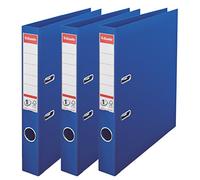 Esselte, N°1 Power, Pack de 3 Classeurs à levier, Bleu, Dos 50mm, A4, PP, 624278