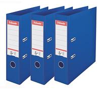 Esselte, N°1 Power, Pack de 3 Classeurs à levier, Bleu, Dos 75mm, A4, PP, 624274