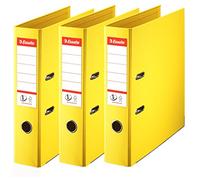 Esselte, N°1 Power, Pack de 3 Classeurs à levier, Jaune, Dos 75mm, A4, PP, 624272