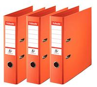 Esselte, N°1 Power, Pack de 3 Classeurs à levier, Orange, Dos 75mm, A4, PP, 624281