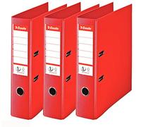 Esselte, N°1 Power, Pack de 3 Classeurs à levier, Rouge, Dos 75mm, A4, PP, 624273