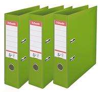 Esselte, N°1 Power, Pack de 3 Classeurs à levier, Vert, Dos 75mm, A4, PP, 624275