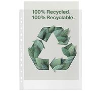 Esselte Pochettes Esselte Recycle A4 Maxi, PP Gaufré Extra Résistant Grande Capacité, 100 microns, Pochettes Perforées, Paquet de 100, 627503
