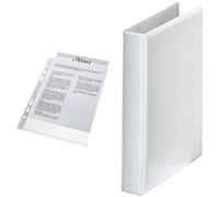 Esselte, Pochettes Plastique Perforées A5, Matière Grainée Mate, Polypropylène 43 Microns, Lot de 100, 23782 - dimension 168 x 1 x 215mm & Esselte 46571 Classeur personnalisable Format A5 Blanc