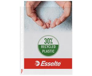 Esselte Premium Pochettes perforées transparentes - Format A4 Maxi - PP recy rainé - 85µ - Lot de 25