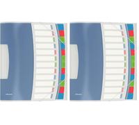 Esselte Trieur A4, Translucide, Index Intégré à 12 Onglets, Contient jusqu'à 200 Feuilles, Fermeture Élastique, Blanc, VIVIDA, 624030 Bleu/Multicolore (Lot de 2)