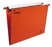 Esselte VGM VisioPlus - Dossiers Suspendus A4 Verticaux, Capacité 200 Feuilles, Fond 15 mm, Entraxe 330 mm, Porte-Étiquette XL Intégré, Lot de 25, Orange, 49940