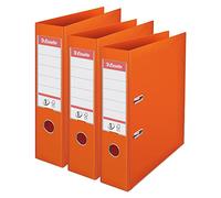 Esselte VIVIDA 624281 Lot de 3 classeurs à levier A4, tranche de 75 mm, capacité de 500 feuilles, PP, couverture en plastique, dossiers et dossiers, orange, lot de 3